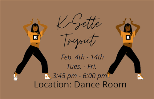  two brown girls posing with their hands up advertising tryouts for Ksette Feb 4-14th
